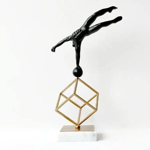 Geometric Shape Black Ceramic Man Figurine Modern <b>Table</b> <b>Decor</b> For Shelf And Cabinet Styling Enhancing Modern Interior Theme - Product Image 1
