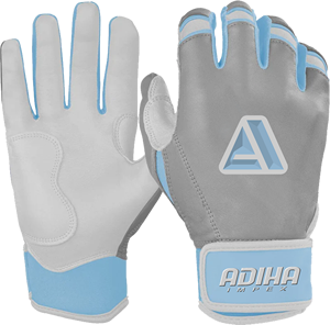 Guantes de Bateo de Béisbol Color Gris, Azul Cielo y Blanco, Puño Corto, Cierre de Gancho y Bucle Antideslizante, Alta Calidad, Hechos en Adiha Impex - Product Image 4