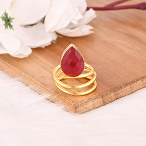 Red Hydro Gemstone <b>Ring</b> Handmade <b>Adjustable</b> Fashion <b>Ring</b> for Women - Product Image 4