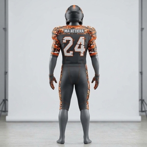Custom Men's Charcoal Orange American Football Uniform <b>Padded</b> Jersey <b>Pants</b> Set Sports Team Apparel - Product Image 4