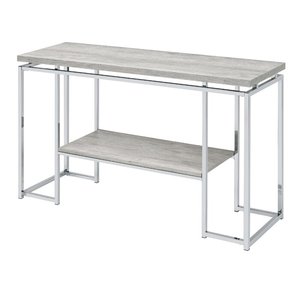 Compact <b>Foldable</b> Iron Console <b>Table</b> with Stone Rock Slab Surface Minimalist Design for Balcony and Living Room Use - Product Image 1