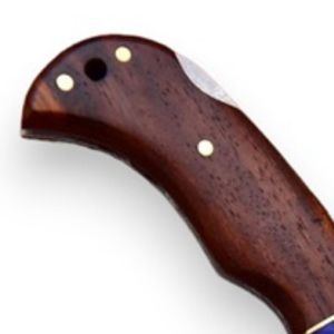 Cuchillos Plegables Compactos con Hoja de Acero con Patrón Damasco, Mango de Madera Hecho a Mano, Bolster Metálico Decorativo para Camping, Caza y Senderismo - Product Image 2