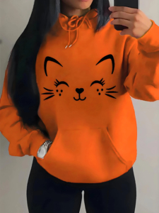 2026 Spring plush Women <b>Hoodie</b> Autumn Winter Fashion <b>Hoodie</b> Women Casual Pocket Pullover <b>Happy</b> Cat Custom Logo Latest Design - Product Image 4
