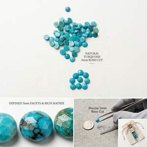 Turquoise naturelle, pierre ronde facettée de 5 mm, taille brillant, certifiée IGI, qualité supérieure pour la fabrication de bijoux - Product Image 1