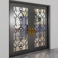 Puerta de Seguridad de Acero de Lujo con Diseño de Entrada de Hierro Forjado y Cerradura de Acero Inoxidable para Proyectos de Villas Modernas