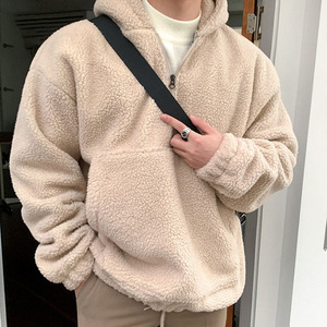 Sweat à capuche demi-zip en polaire Sherpa pour homme, conception personnalisée OEM, chaud et respirant - Product Image 5
