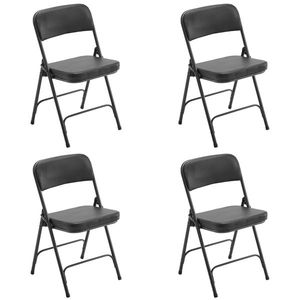 Set di 4 Sedie Pieghevoli in Metallo Nero con Seduta e Schienale Imbottiti per Casa, Ufficio, Eventi Interni ed Esterni, Feste, Matrimoni, Campeggio - Product Image 3