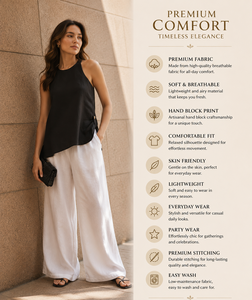 Conjunto de Pantalones Transpirables de Verano para Mujer, Estilo Moderno y Chic, Top Negro Combinado con Pantalones Anchos Blancos Casuales, Dos Piezas - Product Image 6