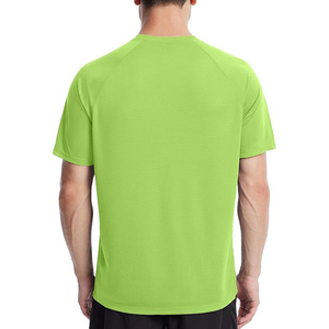 Maillot de bain homme à manches courtes vert lime fluo texturé, protection UPF 50, haut de gamme extensible à séchage rapide pour activités aquatiques - Product Image 2