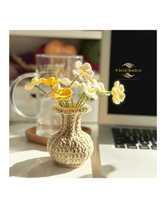 Vase à fleurs en coton fait main au crochet, style nordique, décoration printanière VietChoice - Product Image 5