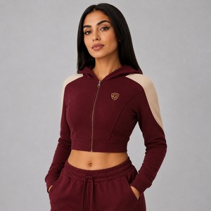 Custom <b>Women's</b> Winter Crop <b>Top</b> Hoodie 100% Cotton Breathable <b>Zip</b>-<b>Up</b> Front Printed Logo Streetwear Oversize Eco-Friendly High - Product Image 3