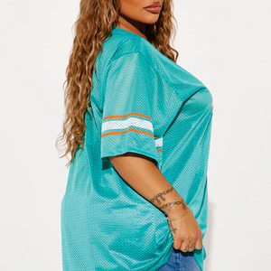 Camiseta Oversize de Malla Estilo Urbano para Mujer con Estampado de Número Personalizado, Jersey de Fútbol Americano de Manga Corta, OEM, Marca Privada - Product Image 3