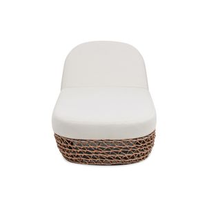 Chaise longue de patio Willow 80,5 pouces avec revêtement Sunbrella, structure en osier brun doré et chaise longue d'extérieur beige blé - Product Image 5