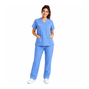 Ensemble de blouses médicales pour femmes, manches courtes, uniforme médical, plusieurs poches, pantalon cargo, vêtements de travail pour professionnels de la santé - Product Image 4