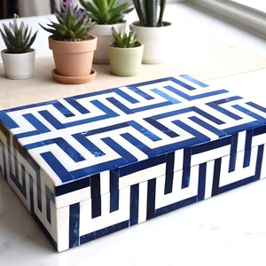 กล่องเก็บเครื่องประดับเรซิ่นฝังกระดูกอ่อน งานฝีมืออินเดีย ดีไซน์สวยงาม พรีเมียม สั่งทำพิเศษ - Product Image 1