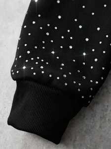 Sweat à capuche personnalisé coupe classique, haute qualité, imperméable, streetwear d'hiver, brodé, uni, teint, 100% coton, avec strass - Product Image 5