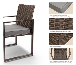 Contemporary Rattan Outdoor <b>Garden</b> <b>Set</b> with Coffee Table 2 Seater Weather Resistant Metal Frame Patio Furniture - Product Image 4