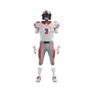 American Football Uniform White Jersey With Black Number 24 Red <b>Padded</b> Pants Men Adult All Seasons Mesh Material - Product Image 4