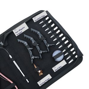 Kit d'outils pour extensions capillaires : Pince à sertir les micro-perles, Extracteur de perles, Pince à boucle pour extensions adhésives, Pince bec de canard, Pince crocodile, Boîte à perles - Product Image 3