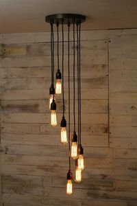 Luminaire suspendu industriel avec 8 ampoules Edison réglables E14, lustre en fer noir LED pour salon 6000K - Product Image 4