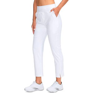 Women's <b>White</b> Golf Pants Elastic Waist Solid Color Breathable Knitted Sporty Fit Casual Spandex/Cotton - Product Image 2