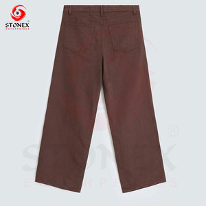 Jean en denim marron pour homme, coupe large, décontracté, style streetwear, en coton, mode vintage moderne, vente en gros - Product Image 5
