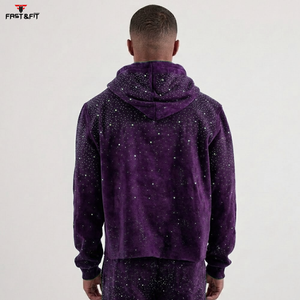 Sudadera con capucha unisex de alta calidad, personalizada, lisa, para hombre, ropa deportiva, con pedrería, la más vendida de 2026 - Product Image 4