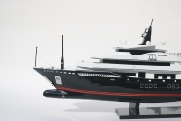 Modelo de Yate a Motor de Madera Alfa Nero Hecho a Mano - Maqueta de Superyate de Lujo para Decoración de Hogar u Oficina