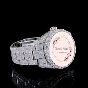 Vente en gros de bijoux tendance hip hop en diamant VVS montres pour hommes en moissanite montres-bracelets en moissanite mécaniques bling-bling complet - Product Image 2