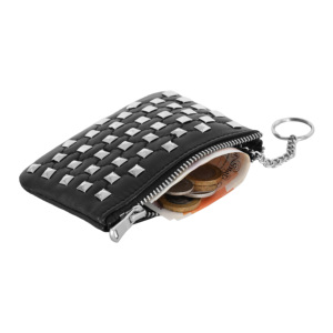 <b>Smart</b> Range Leather Ladies Genuine Lambskin Napa Leather Coin Purse Black Diamond Studded Zip Key Pouch Small <b>Wallet</b> - Product Image 4