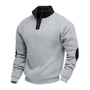 Sweat-shirt à col montant pour homme, coupe classique, manches raglan, couleur unie, en molleton, décontracté, pour l'automne, design tricoté - Product Image 3