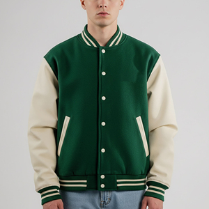 Veste décontractée style varsity bicolore en coton pour homme, veste varsity avec logo personnalisé, unisexe, broderie de patchs, fabrication OEM - Product Image 6