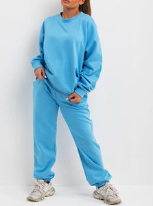 ชุดเซ็ตเสื้อสเวตเชิ้ตและกางเกงขายาวทรงโอเวอร์ไซส์สำหรับผู้หญิง สไตล์วินเทจ  คุณภาพสูง  พร้อมปักโลโก้ตามสั่ง เหมาะสำหรับใส่ในฤดูหนาว - Product Image 3