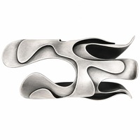 Bracelet manchette vintage motif flamme abstraite, en alliage plaqué argent antique, large et massif, bijou tribal unisexe, cadeau