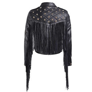 Chaqueta de cuero para mujer de alta calidad, estilo motero, personalizada, corta, ajustada, streetwear, oversize, diseño liso, elegante, con tachuelas. - Product Image 6