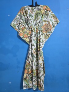 New Floral Lightweight Floral Cotton Kaftan <b>Dress</b> For Women Boho <b>Lounge</b> Wear Comfortable Daily Caftan - Product Image 4