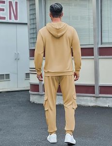 Conjunto deportivo superior para hombre, 2 piezas, sudadera con capucha, pantalón cargo, conjunto para calentamiento, entrenamiento y gimnasio. - Product Image 6