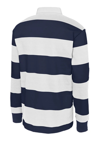 Men's Long Sleeve Striped <b>Polo</b> <b>Shirt</b> Knitted Casual Wear <b>Navy</b> White Color Blocked Design Regular Fit - Product Image 4