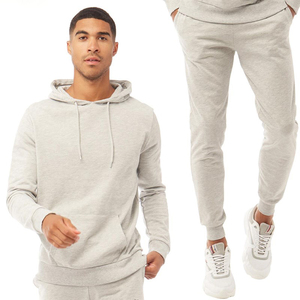 Conjunto Deportivo con Capucha para Hombre, Color Gris Claro, Manga Larga, Pantalones Deportivos Casuales con Bolsillos Laterales, Transpirable, para Otoño - Product Image 1