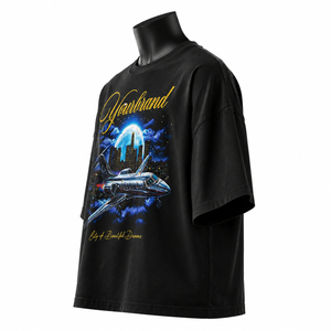 Camiseta Negra Extra Grande para Hombre con Estampado Jet City, Estilo Urbano, Cuello Redondo, Manga Corta, Algodón Jersey - Product Image 4