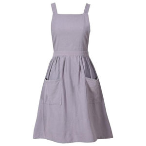 Delantal de cocina de algodón 100% para mujer, corbatas ajustables en la cintura para el cuello, diseño básico con volantes para cocinar, hornear, utensilios de cocina al aire libre - Product Image 3