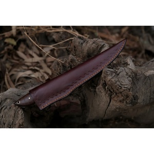 Couteau à filet en acier Damas forgé à la main Ahmad Fabric, avec manche en bois ambidextre, finition mate, lame de 7 pouces, étui en cuir - Product Image 5