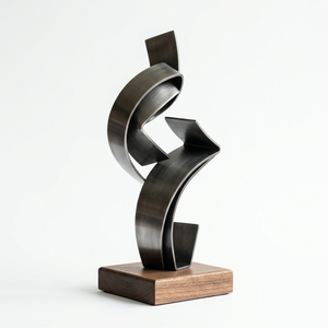 Sculpture nordique en métal doré en forme de feuille de Ginkgo, figurine de luxe en fer en forme de feuilles d'éventail, ornement de centre de table avec base rectangulaire - Product Image 5