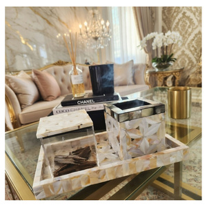 Opulent Mother of Pearl Bakhoor Set Handcrafted Wooden Tray with <b>MOP</b> Inlays & Brass Holder Luxury Arabic Fragrance Accessory - Product Image 3