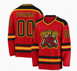 Maillot de hockey sur glace personnalisé pour hommes, manches longues, impression sublimée, polyester anti-humidité, col en V, uniforme adulte - Product Image 4