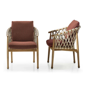 Sillón de Estilo Minimalista con Estructura de Madera y Cuerda, con Material de Madera de Teca para Decoración de Muebles del Hogar - Product Image 4