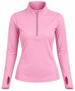 Women's Black Long Sleeve High Neck <b>Zipper</b> <b>Top</b> With Reflective Stripes Fitted Style M - Product Image 4