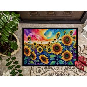 Felpudo con girasoles en color antideslizante para interiores/exteriores, alfombra de pila baja lavable para entrada, 24H X 36W, felpudo para puerta Delantera - Product Image 3