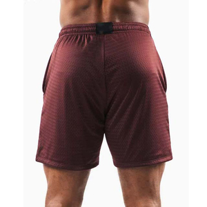 Pantalones Cortos Deportivos Transpirables de Punto Color Granate para Hombre, Diseño Personalizado OEM ODM 2026, Cintura Media, Cierre Elástico, Color Sólido, Ropa Deportiva - Product Image 2