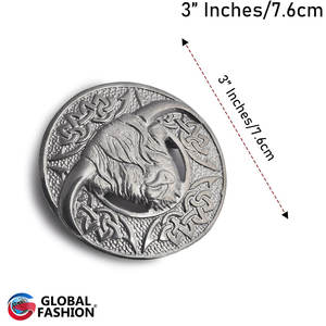 Broche de Kilt con Diseño de Vaca de las Tierras Altas Escocesas - Latón, 3 Pulgadas, Alta Calidad, Diseño Tradicional Formal 2026 - Product Image 4